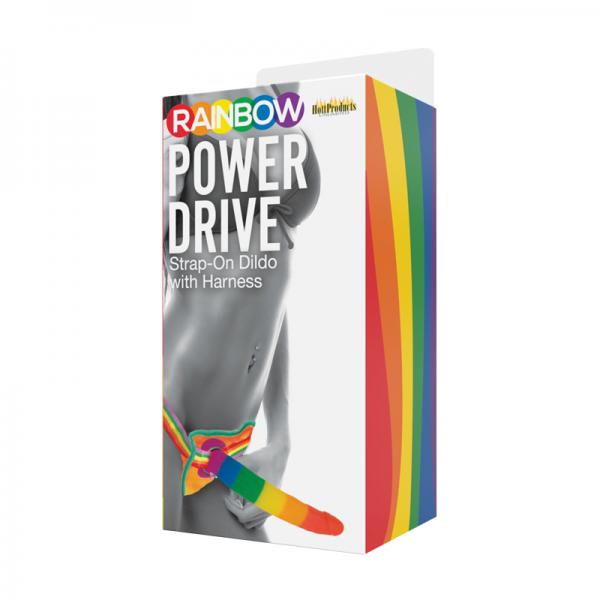 Rainbow Power Drive 7 Inch Strap On Dildo With Harness Silicone - Dildos - www.Coyha.com