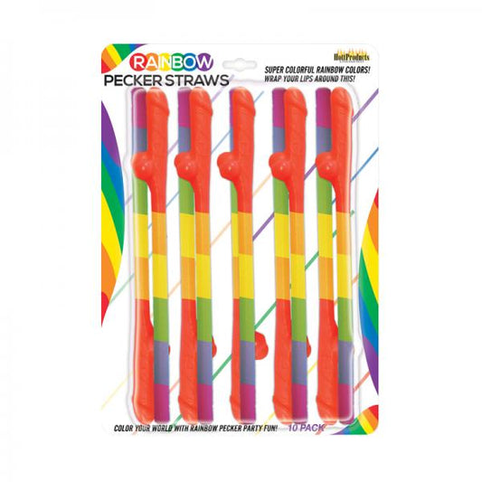 Rainbow Pecker Straws 10pk - Extras - www.Coyha.com