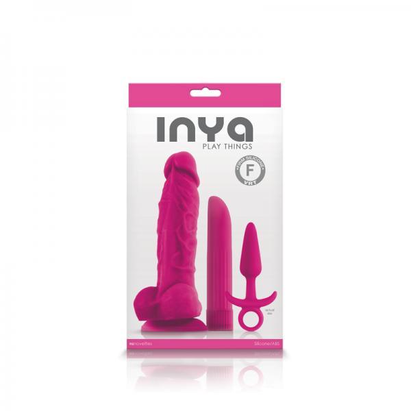 Inya Play Things Pink Set Plug, Dildo & Virbartor - Vibrators - www.Coyha.com