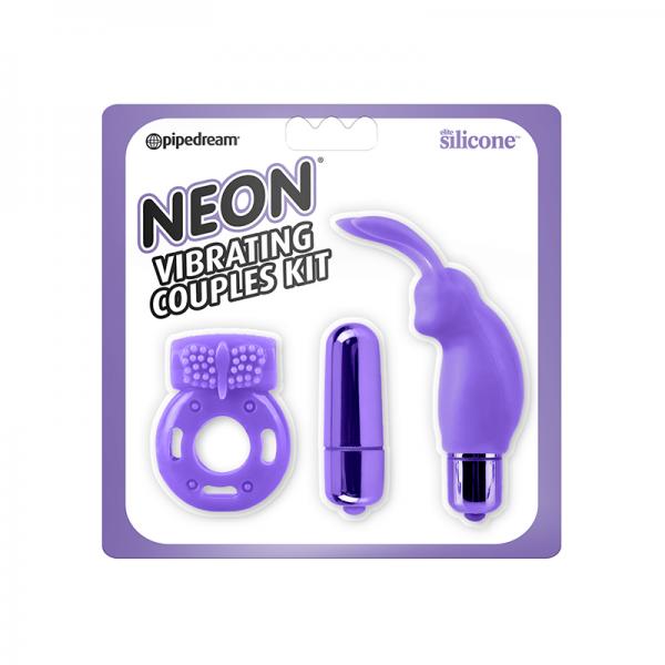 Neon Vibrating Couples Kit Purple - Vibrators - www.Coyha.com