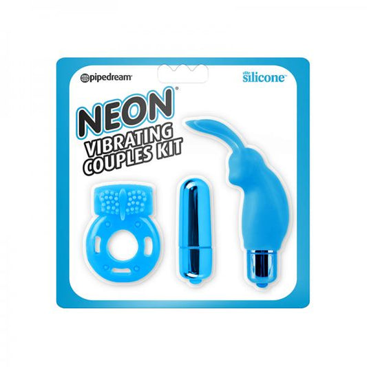 Neon Vibrating Couples Kit Blue - Vibrators - www.Coyha.com