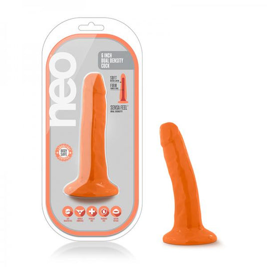 Neo - 5.5 Inch Dual Density Cock - Neon Orange - Dildos - www.Coyha.com