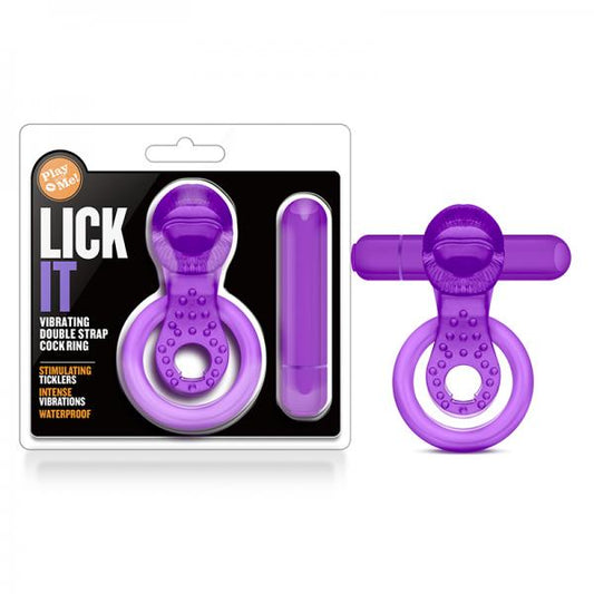 Play With Me - Lick It - Vibrating Double Strap Cockring - Purple - Men's Toys - www.Coyha.com