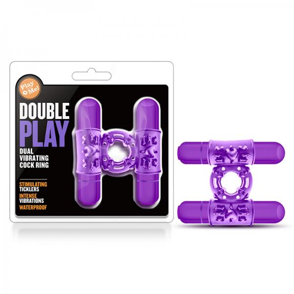 Play With Me - Double Play - Dual Vibrating Cockring - Purple - Men's Toys - www.Coyha.com