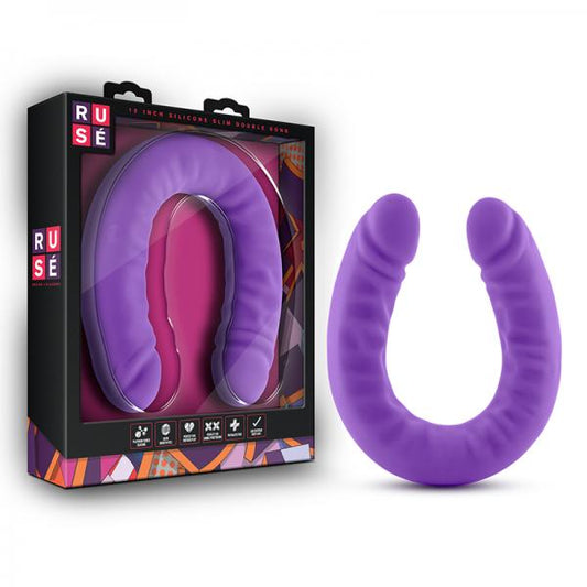 Ruse - 18 Inch Silicone Slim Double Dong - Purple - Dildos - www.Coyha.com