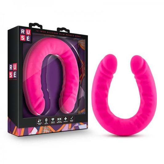 Ruse - 18 Inch Silicone Slim Double Dong - Hot Pink - Dildos - www.Coyha.com