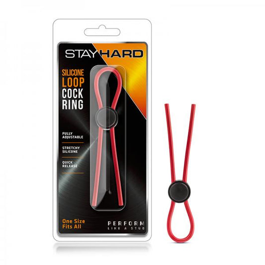 Stay Hard - Silicone Loop Cock Ring - Red - Men's Toys - www.Coyha.com