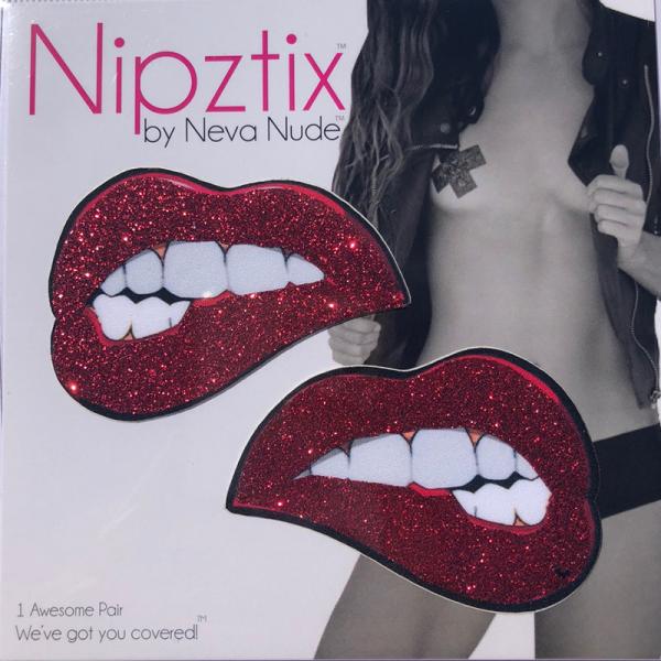 Neva Nude Pasty Bite Me Lips Glitter Red - Sexy Wear - www.Coyha.com