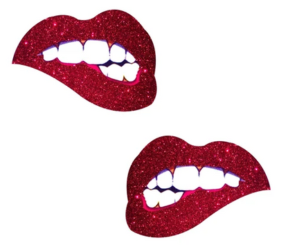 Neva Nude Pasty Bite Me Lips Glitter Red - Sexy Wear - www.Coyha.com