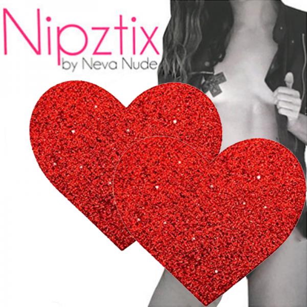 Neva Nude Pasty Hearts Glitter Red - Sexy Wear - www.Coyha.com