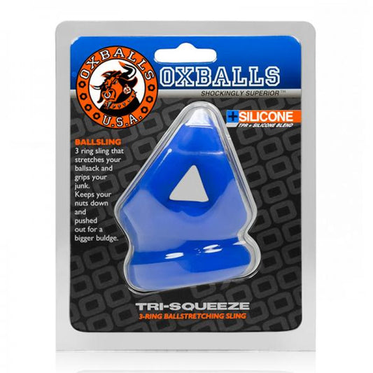 Oxballs Tri-squeeze Cocksling/ballstretcher, Cobalt Ice - Men's Toys - www.Coyha.com