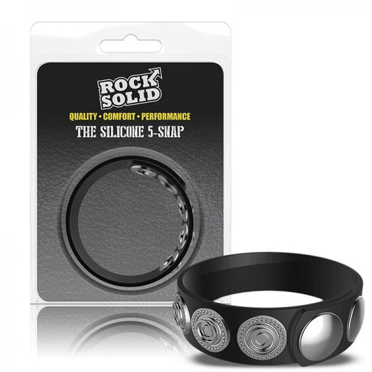 Rock Solid Silaflex 5-snap (adjustable) Black - Men's Toys - www.Coyha.com