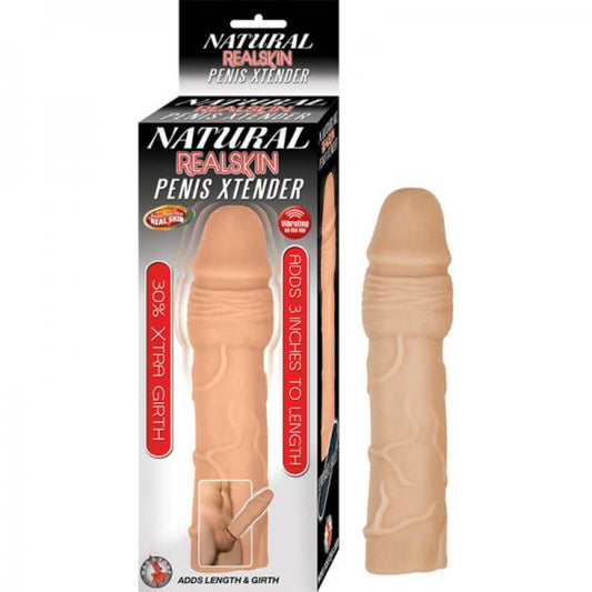 Natural Realskin Penis Xtender With Removable Bullet Waterproof Flesh - Men's Toys - www.Coyha.com