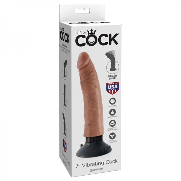 King Cock 7in Vibrating Cock Tan - Vibrators - www.Coyha.com