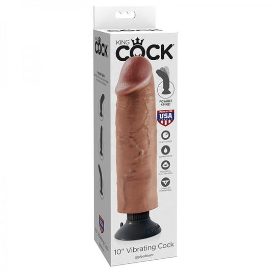 King Cock 10in Vibrating Cock Tan - Vibrators - www.Coyha.com