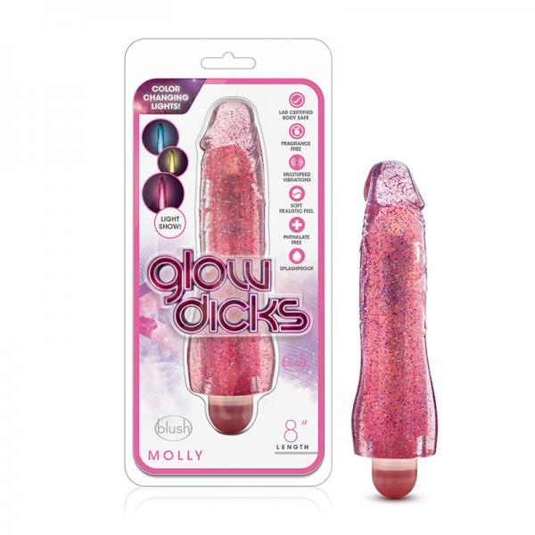 Glow Dicks - Molly Glitter Vibrator - Pink - Vibrators - www.Coyha.com