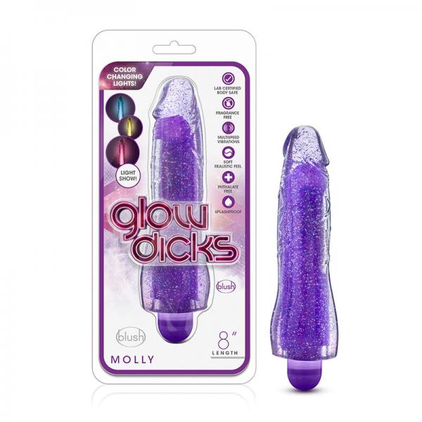 Glow Dicks - Molly Glitter Vibrator - Purple - Vibrators - www.Coyha.com