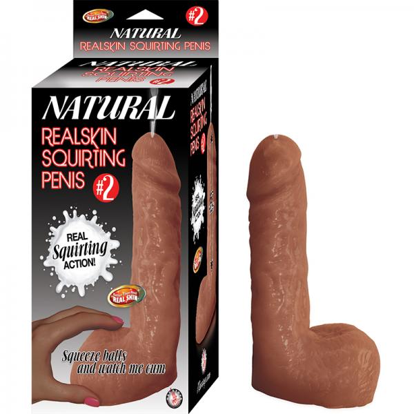 Natural Realskin Squirting Penis #2 Brown Dildos - www.Coyha.com