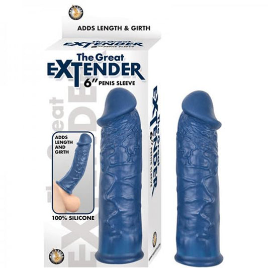 The Great Extender 6 inches Penis Sleeve Blue - Men's Toys - www.Coyha.com