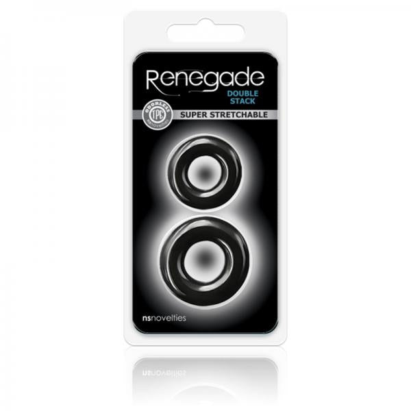 Renegade Double Stack Black Cock Rings - Men's Toys - www.Coyha.com