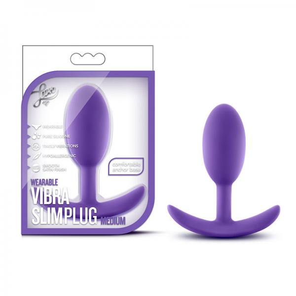 Luxe - Wearable Vibra Slim Plug - Medium - Purple - Anal Toys - www.Coyha.com