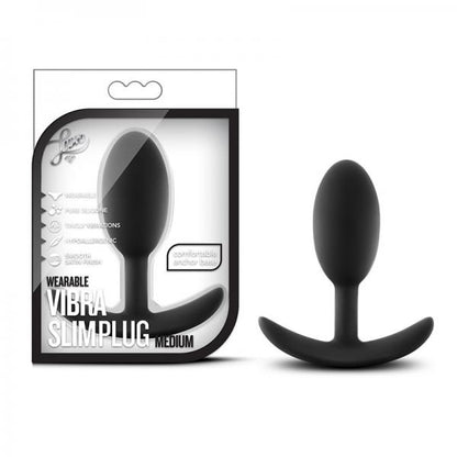 Luxe Wearable Vibra Slim Plug Medium Black - Anal Toys - www.Coyha.com