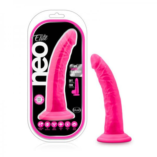 Neo Elite - 7.5in Silicone Dual Density Cock With Balls - Neon Pink - Dildos - www.Coyha.com