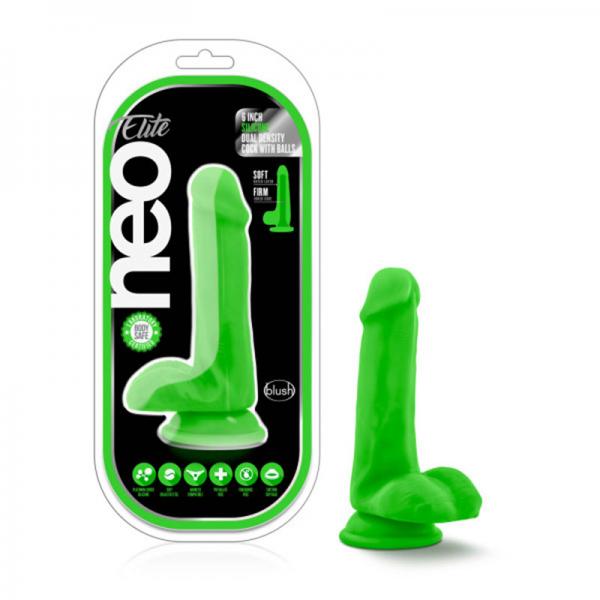 Neo Elite 6 inches Silicone Dual Density Cock, Balls Green - Dildos - www.Coyha.com