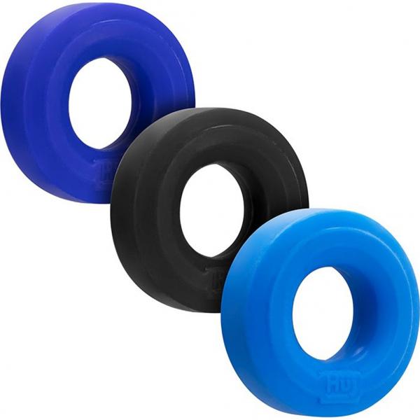 Hunkyjunk Huj3 3-pack C-ring, Blue Multi - Men's Toys - www.Coyha.com