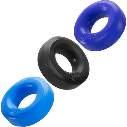 Hunkyjunk Huj3 3-pack C-ring, Blue Multi - Men's Toys - www.Coyha.com