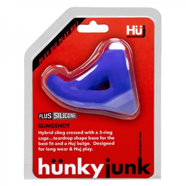 Hunky Junk Slingshot 3 Ring Teardrop Cobalt Blue - Bondage - www.Coyha.com