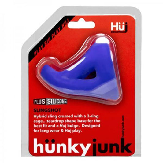 Hunky Junk Slingshot 3 Ring Teardrop Cobalt Blue - Bondage - www.Coyha.com