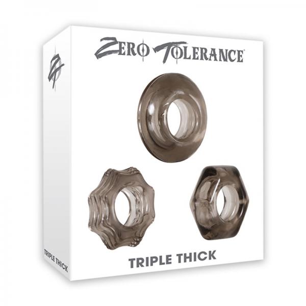 Triple Thick Cock Ring Trio Smoke - Men's Toys - www.Coyha.com