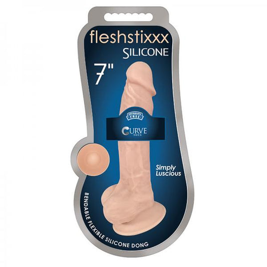 Fleshstixxx Silicone Silexpan Dildo W/balls 7in Vanilla - Dildos - www.Coyha.com