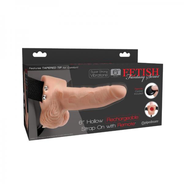 Fetish Fantasy 6in Hollow Rechargeable Strap-on With Remote, Flesh - Men's Toys - www.Coyha.com