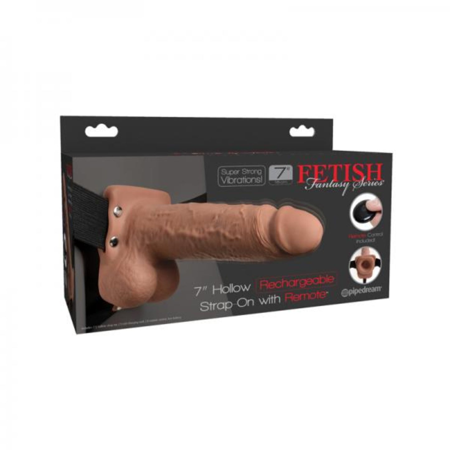 Fetish Fantasy 7in Hollow Rechargeable Strap-on With Remote, Tan - Dildos - www.Coyha.com