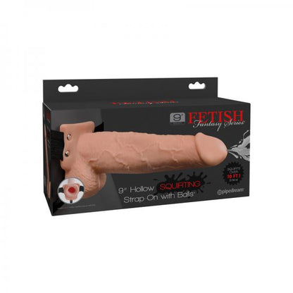 Fetish Fantasy 9in Hollow Squirting Strap-on With Balls, Flesh - Men's Toys - www.Coyha.com