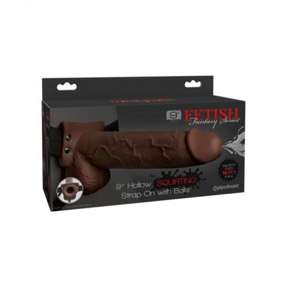 Fetish Fantasy 9in Hollow Squirting Strap-on With Balls, Brown - Men's Toys - www.Coyha.com