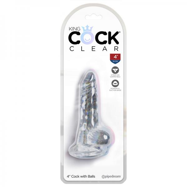 King Cock Clear 4in Cock With Balls - Dildos - www.Coyha.com