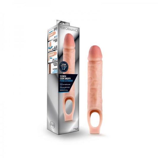 Performance - 10 Inch Cock Sheath Penis Extender - Vanilla - Men's Toys - www.Coyha.com