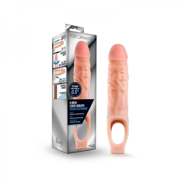 Performance - 9 Inch Cock Sheath Penis Extender - Vanilla - Men's Toys - www.Coyha.com