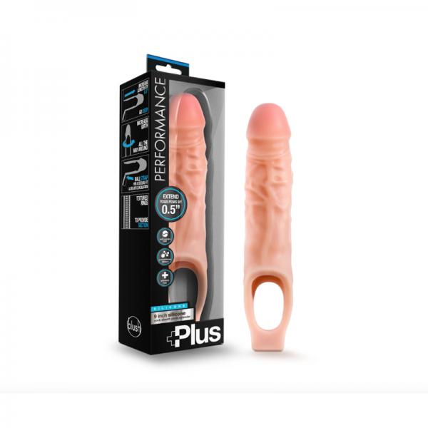 Performance Plus - 9 Inch Silicone Cock Sheath Penis Extender - Vanilla - Men's Toys - www.Coyha.com