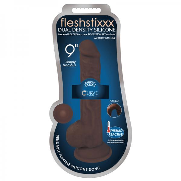 Fleshstixxx 9in Silicone Dildo With Balls Chocolate - Dildos - www.Coyha.com