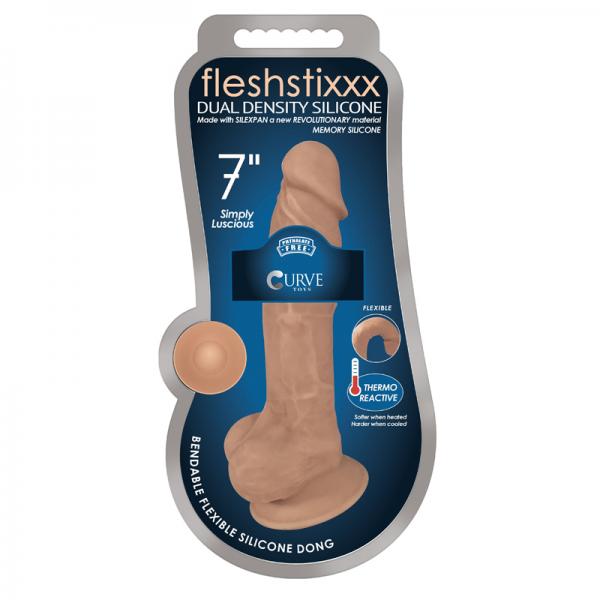 Fleshstixxx 7in Silicone Dildo With Balls Latte - Dildos - www.Coyha.com