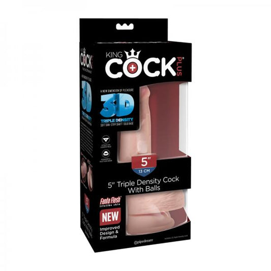 King Cock Triple Density 5 inches Dildo with Balls Beige - Dildos - www.Coyha.com