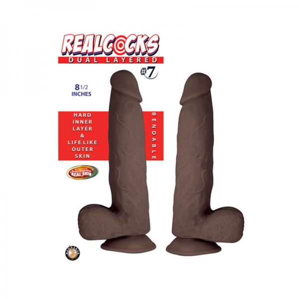 Realcocks Dual Layered #7 8.5in Dark Brown Dildos - www.Coyha.com