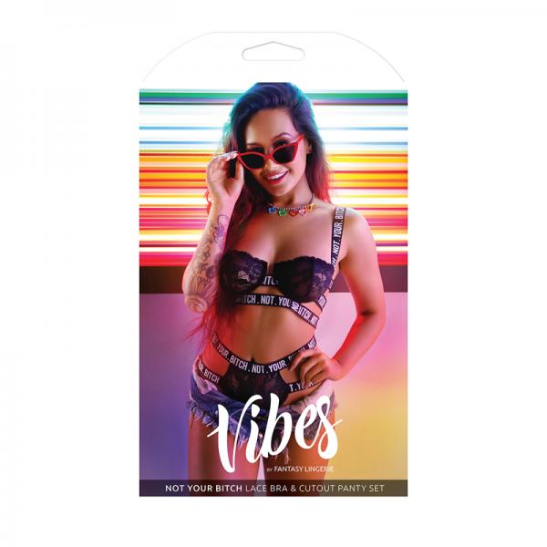 Vibes Not Your Bitch Bra/panty Black S/m - Sexy Wear - www.Coyha.com