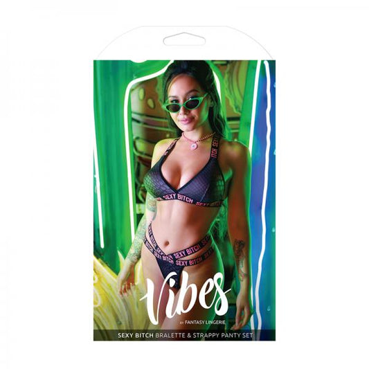 Vibes Sexy Bitch Reptile Print Set Blk S/m - Sexy Wear - www.Coyha.com