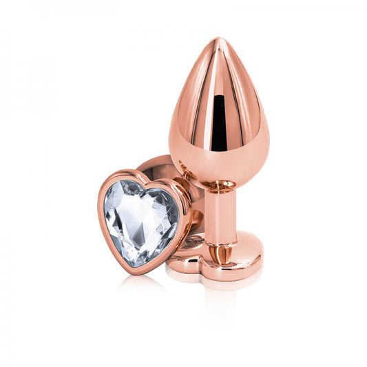 Rear Assets Rose Gold Heart Medium Clear - Anal Toys - www.Coyha.com