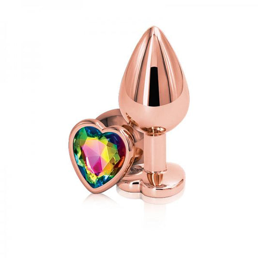 Rear Assets Rose Gold Heart Medium Rainbow - Anal Toys - www.Coyha.com